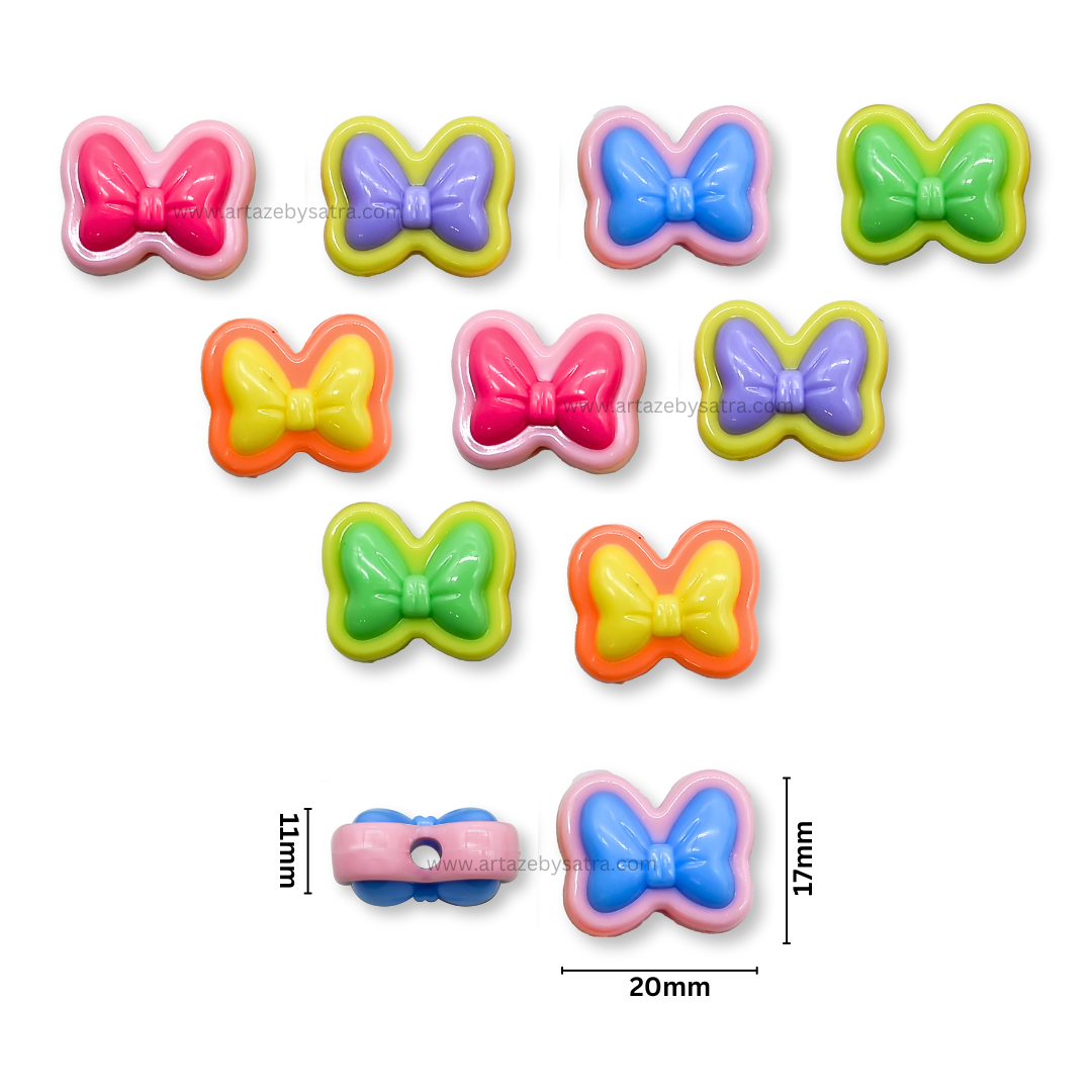 Assorted Bow Plastic Beads | Size: 17mm