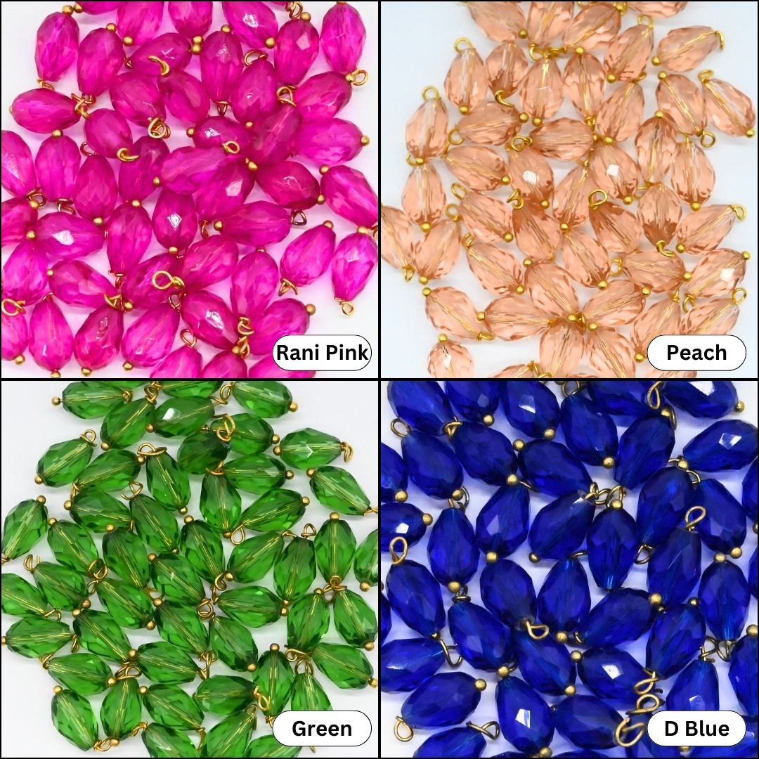 Transparent Lariya Drop Shape Beads | Size : 16mm | Qty : 50pcs