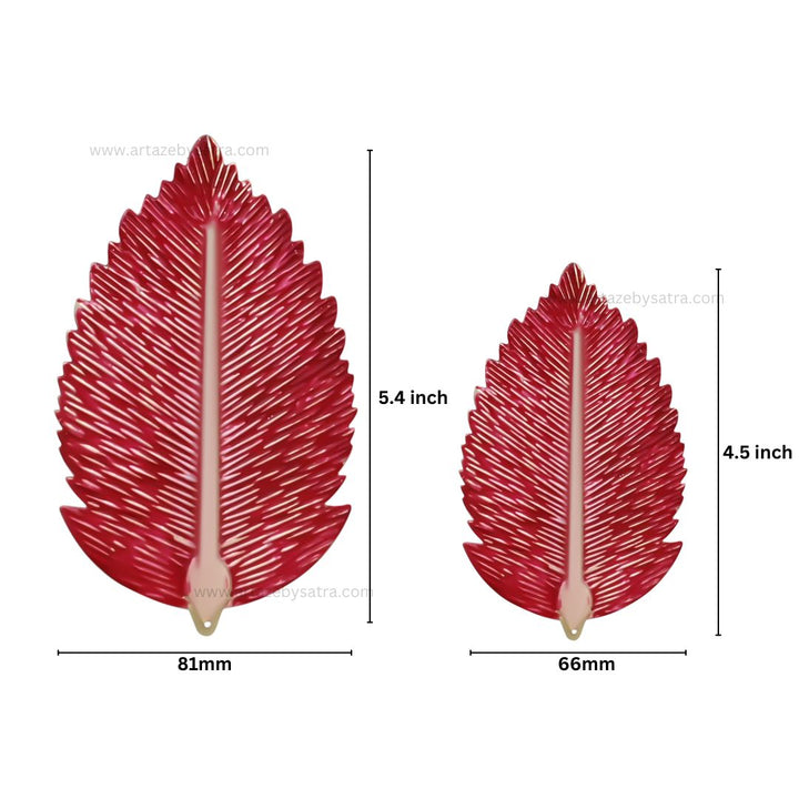 Leaf Coloured Metal Art | Size : 4.5,5.5inch | Qty : 4pcs