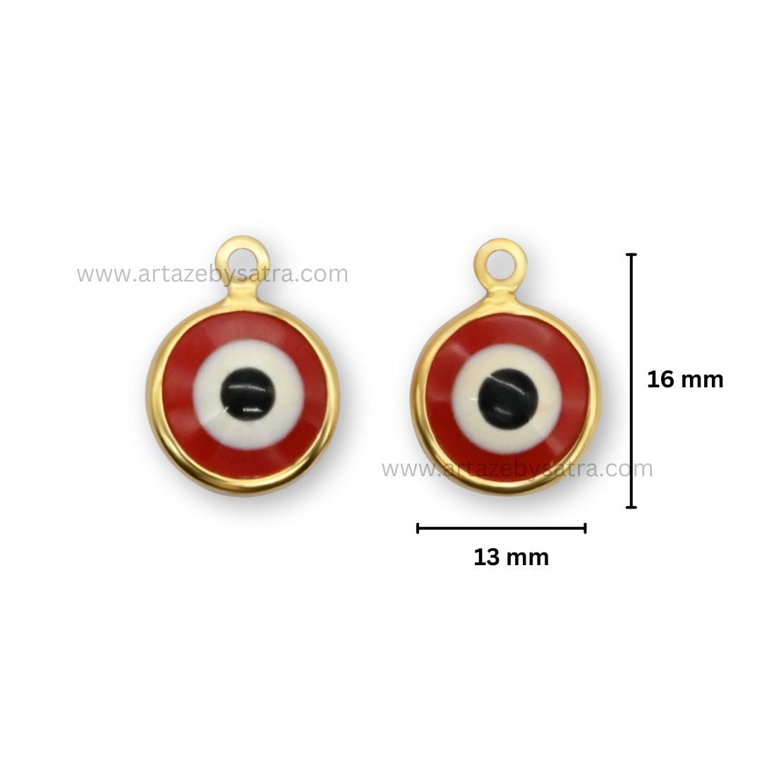 Evil Eye Enamel Charms | Size : 16mm Ring : 13mm | 20pcs