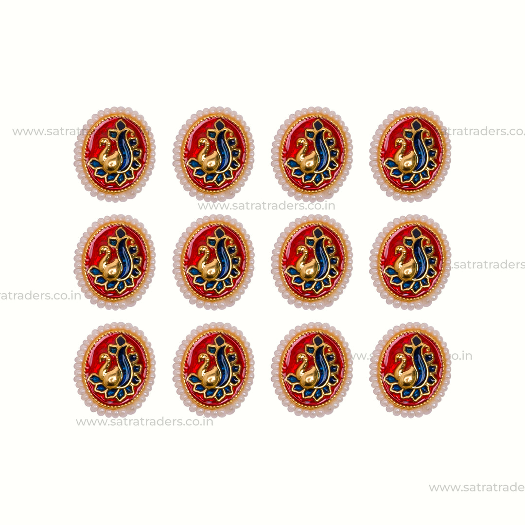 Meenakari Kundan Beads | Size : 14mm | 12pcs | C-925