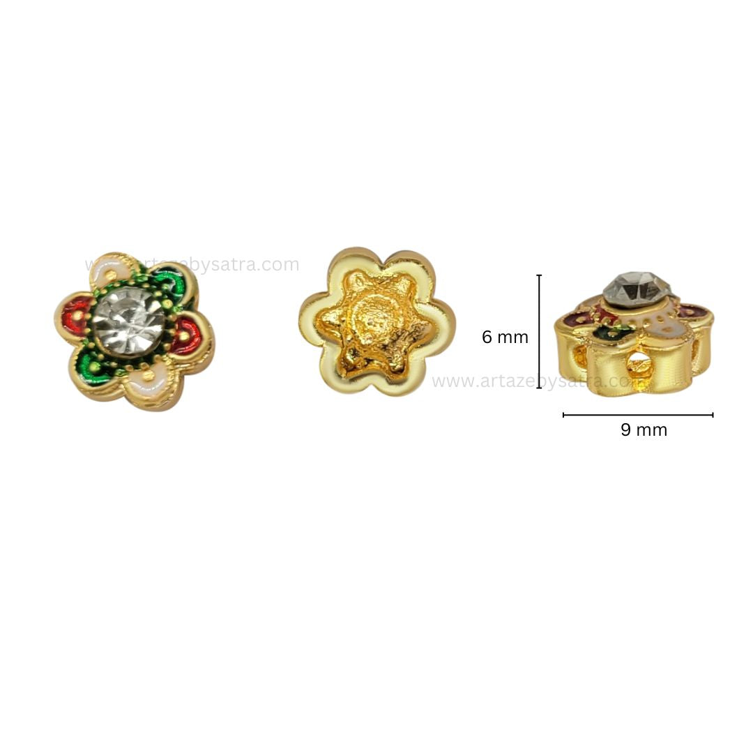 Meenakari Kundan Beads | Size : 6mm | Qty : 12pcs | MKB25