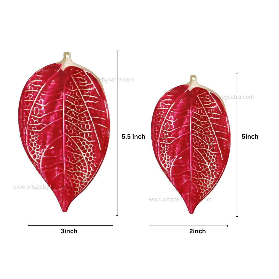 Leaf Coloured Metal Art | Size : 5,5.5inch | Qty : 4pcs