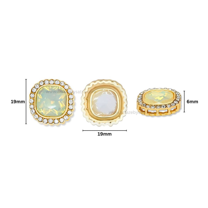 Diamond Square Meenakari Kundan Beads | Size : 19mm | 6pcs