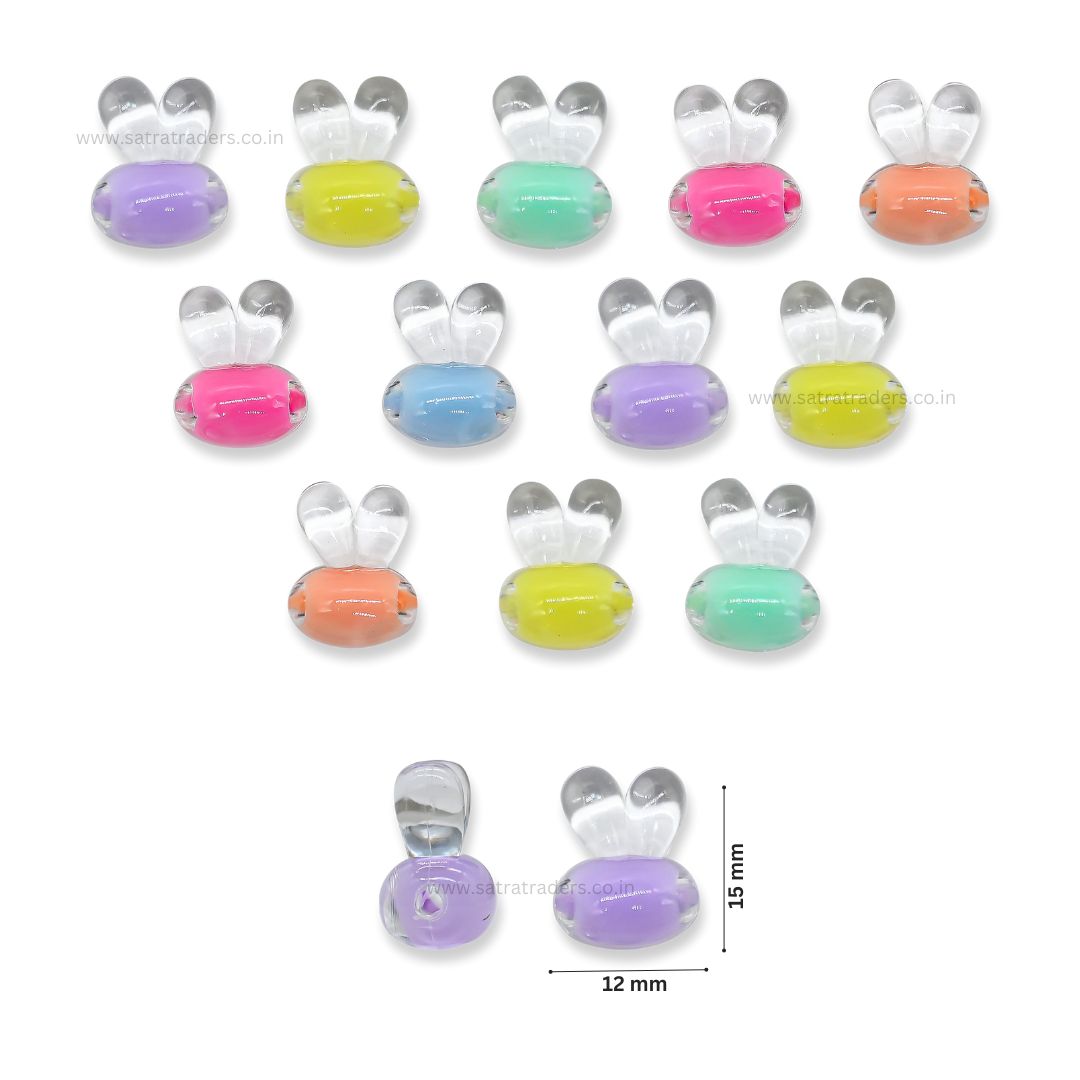 Assorted Bunny Transparent Pastel Plastic Beads | 100g