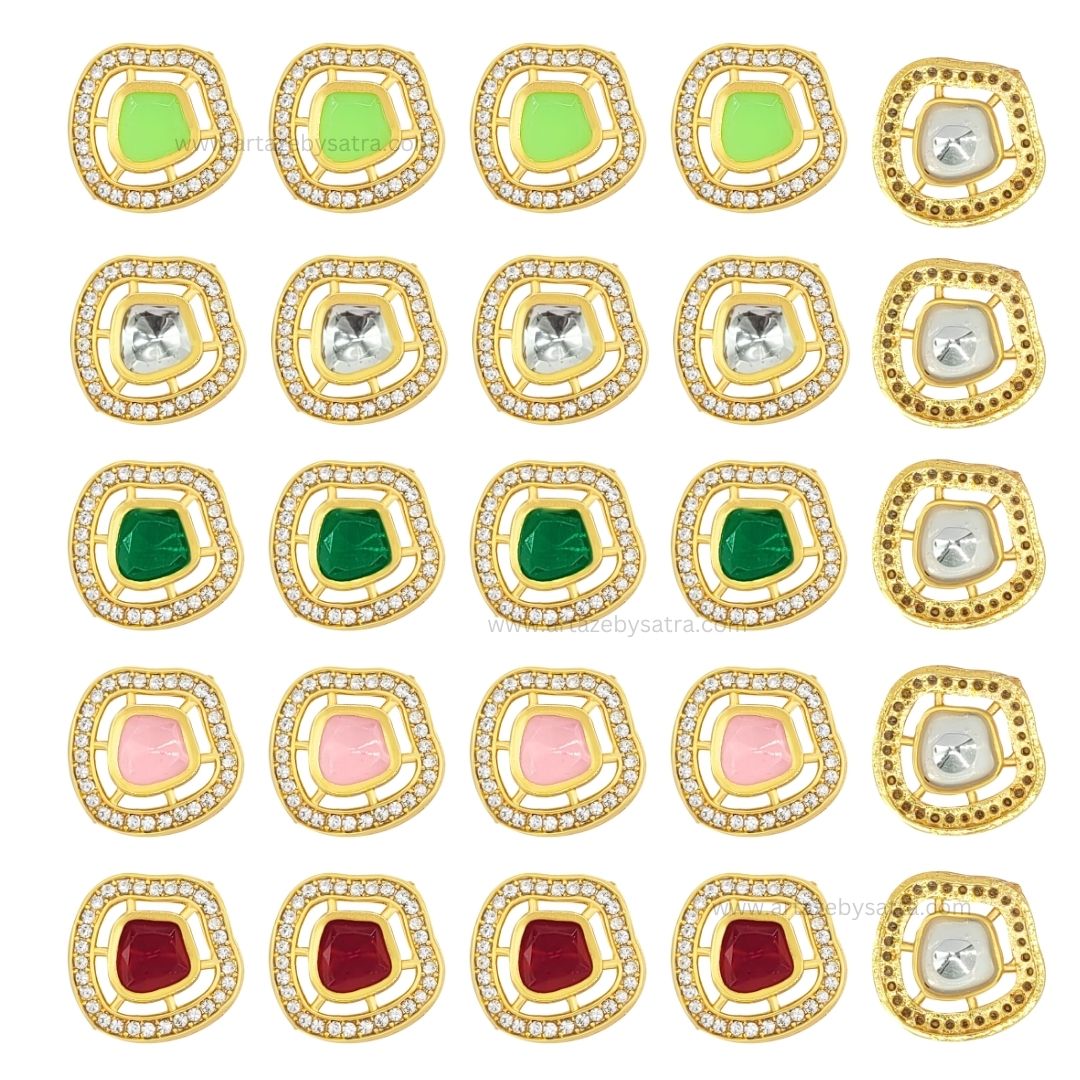 Meenakari Kundan Beads | Size : 18mm | Qty : 12pcs | MKB41