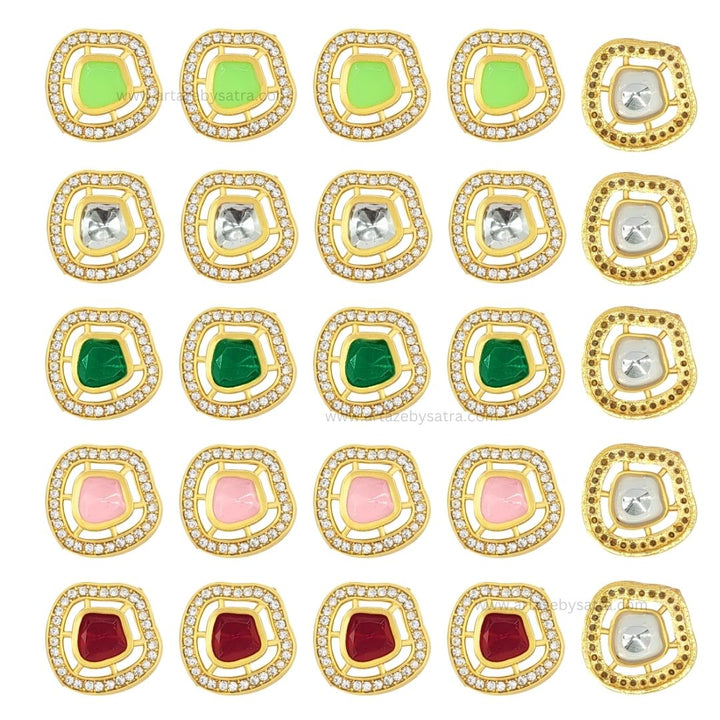 Meenakari Kundan Beads | Size : 18mm | Qty : 12pcs | MKB41