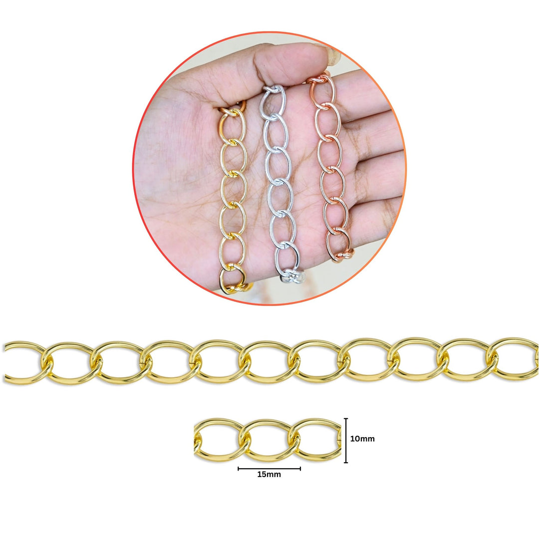 Aluminium Chain | Size : H-10mm W-15mm | Qty : 1mtr | JT-9-17-1