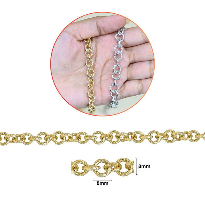 Aluminium Chain | Size : H-8mm W-8mm | Qty : 1mtr | JT-19-35-24