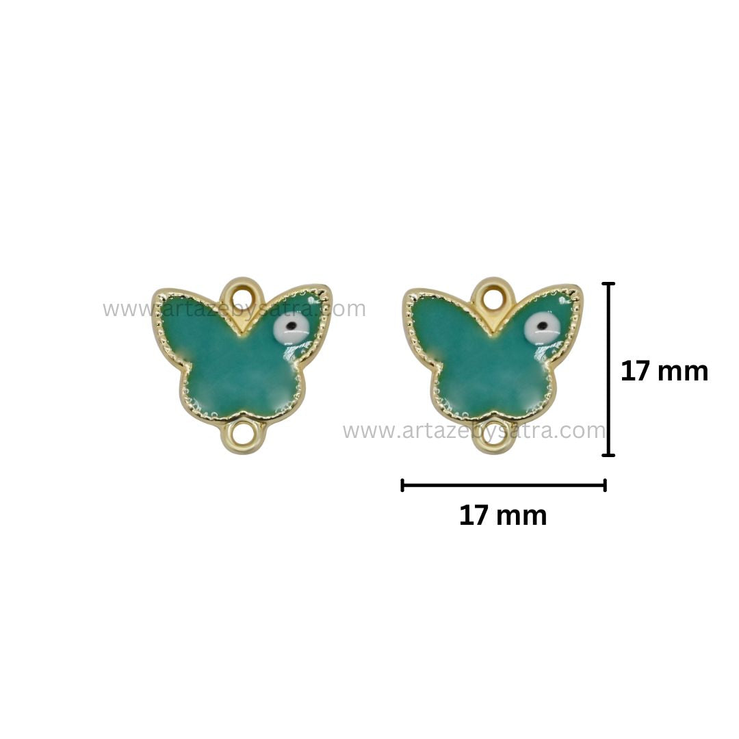 Evil Eye Butterfly Enamel Charms | Size : 17mm Ring : 17mm | 6pcs