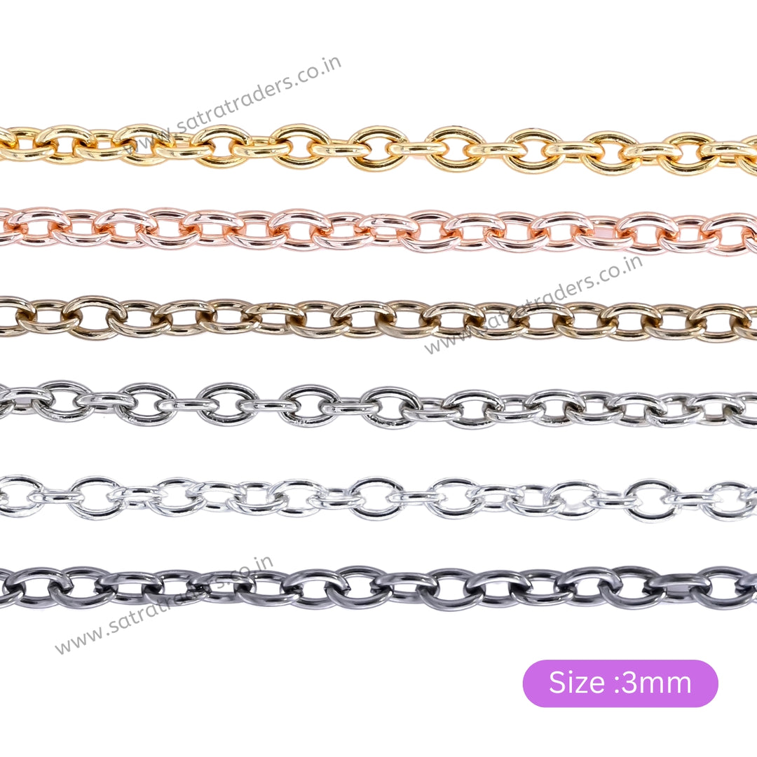 Iron Cross Chain O-Shaped Chain | Size:3mm | 100grm |IC03