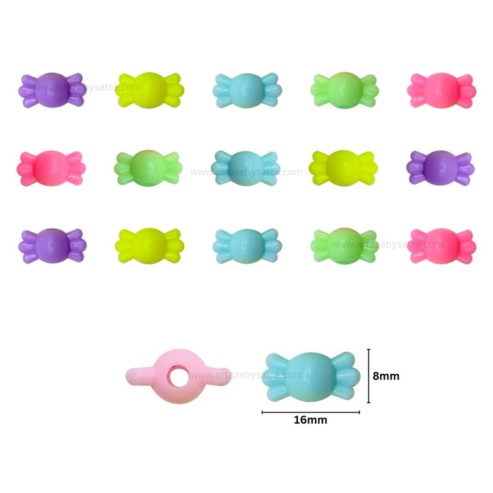 Assorted Candy Pastel Plastic Beads | Size: 16mm | PB76