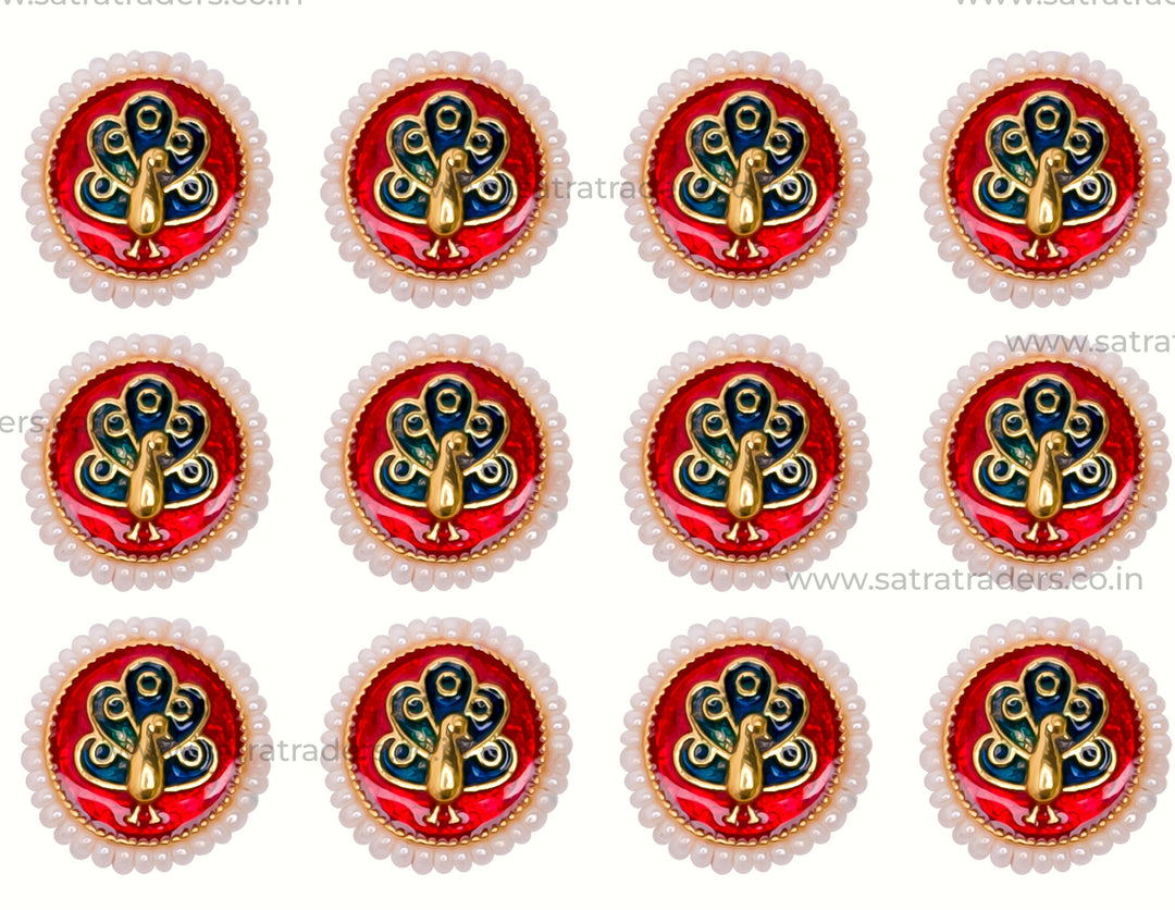 Meenakari Kundan Beads | Size : 12 mm | 12pcs | C-926