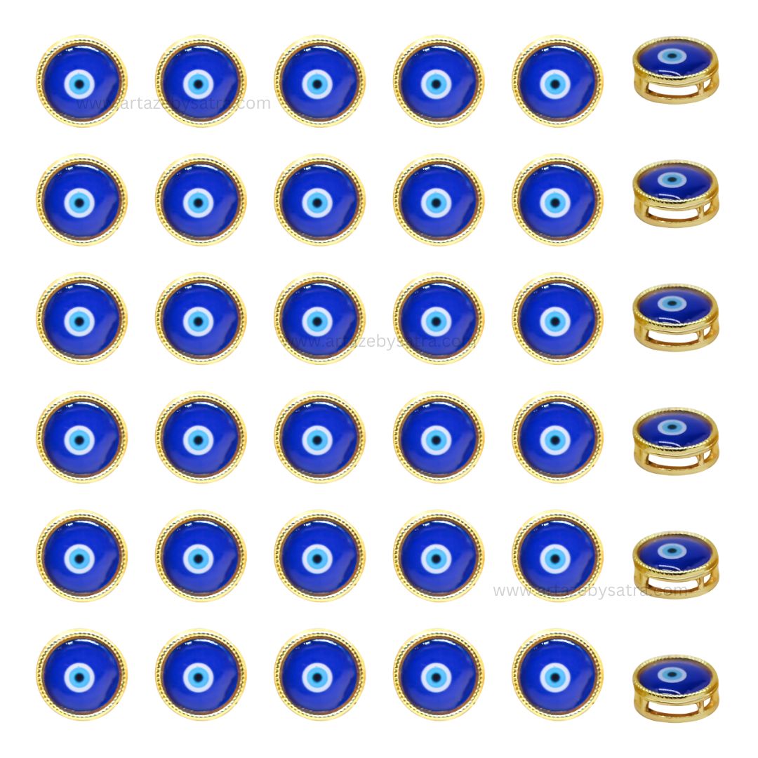 Round Evil Eye Meenakari Kundan Beads | Size : 12mm | Qty : 12pcs | MKB70