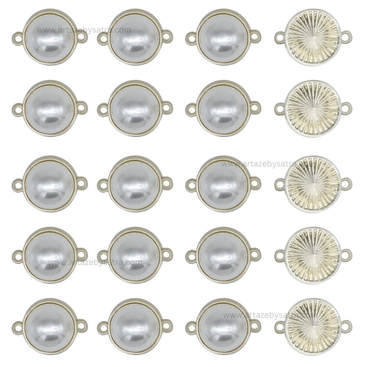 Connector Round Pearl Kundan Beads | Qty : 12pcs