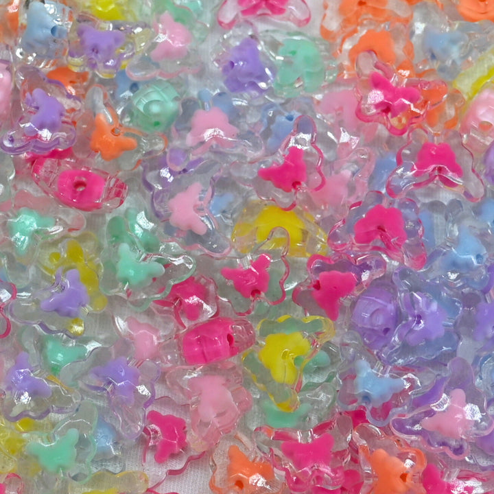 Assorted Butterfly Transparent Pastel Plastic Beads