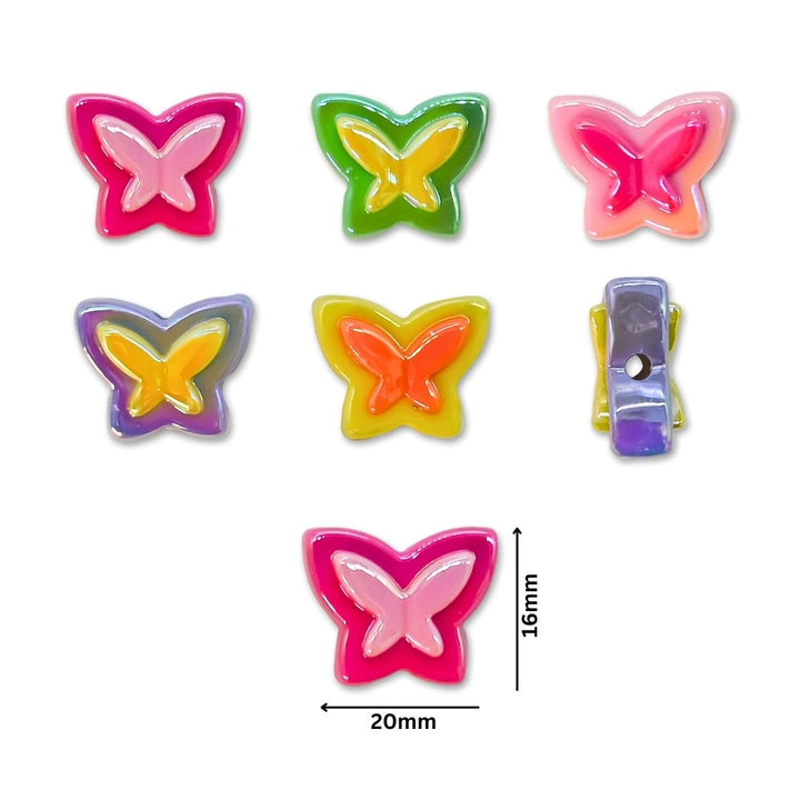 Assorted Butterfly UV Coating Plastic Beads | Size: 15mm | 10pcs | PB164