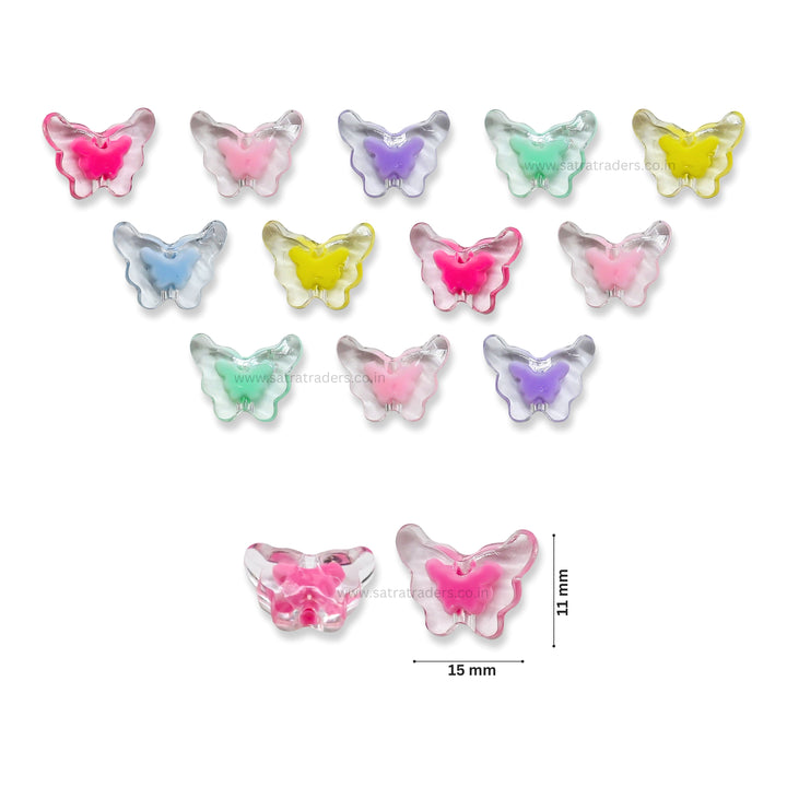 Assorted Butterfly Transparent Pastel Plastic Beads