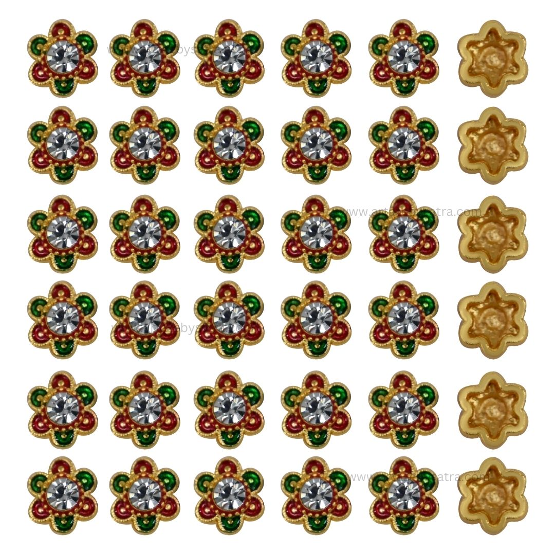 Meenakari Kundan Beads | Size : 9mm | Qty : 12pcs