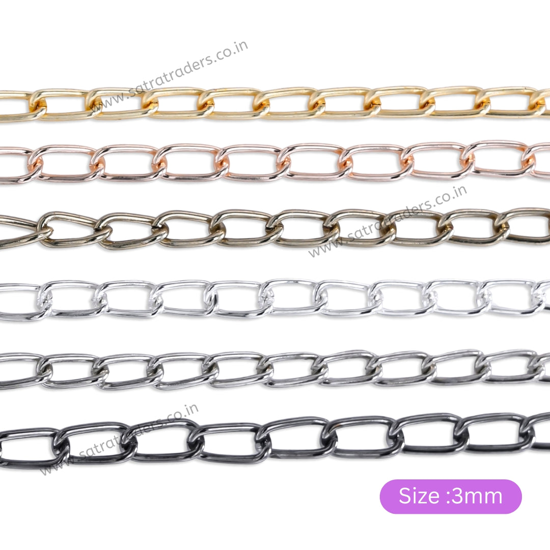 Iron Twisted Link Oval Chain | Size:3mm | 100grm |  IC04