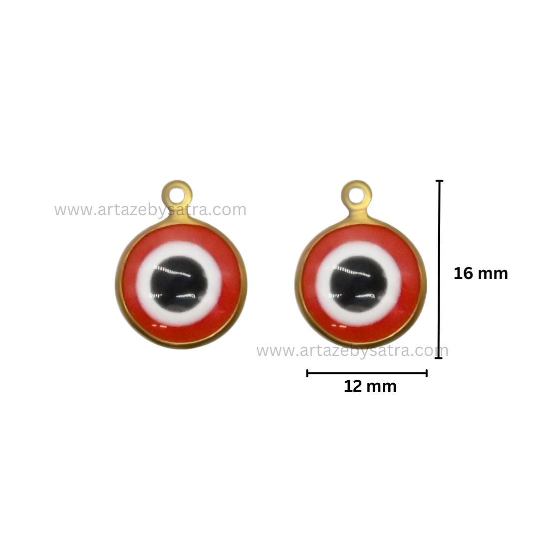 Evil Eye Enamel Charms | Size : 16mm Ring : 12mm | Qty : 20pcs