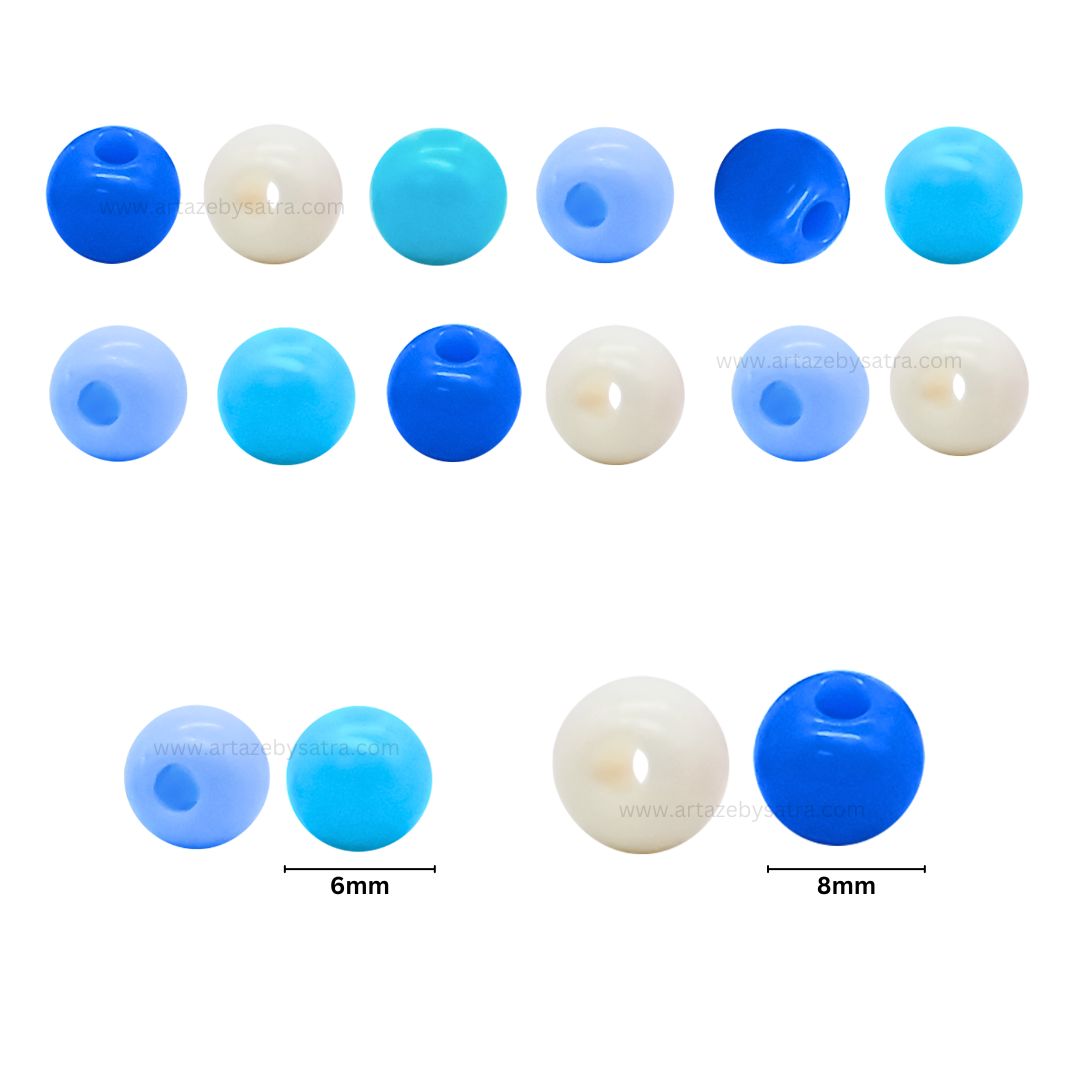 Blue Shade Round Pastel Plastic Beads | PB125