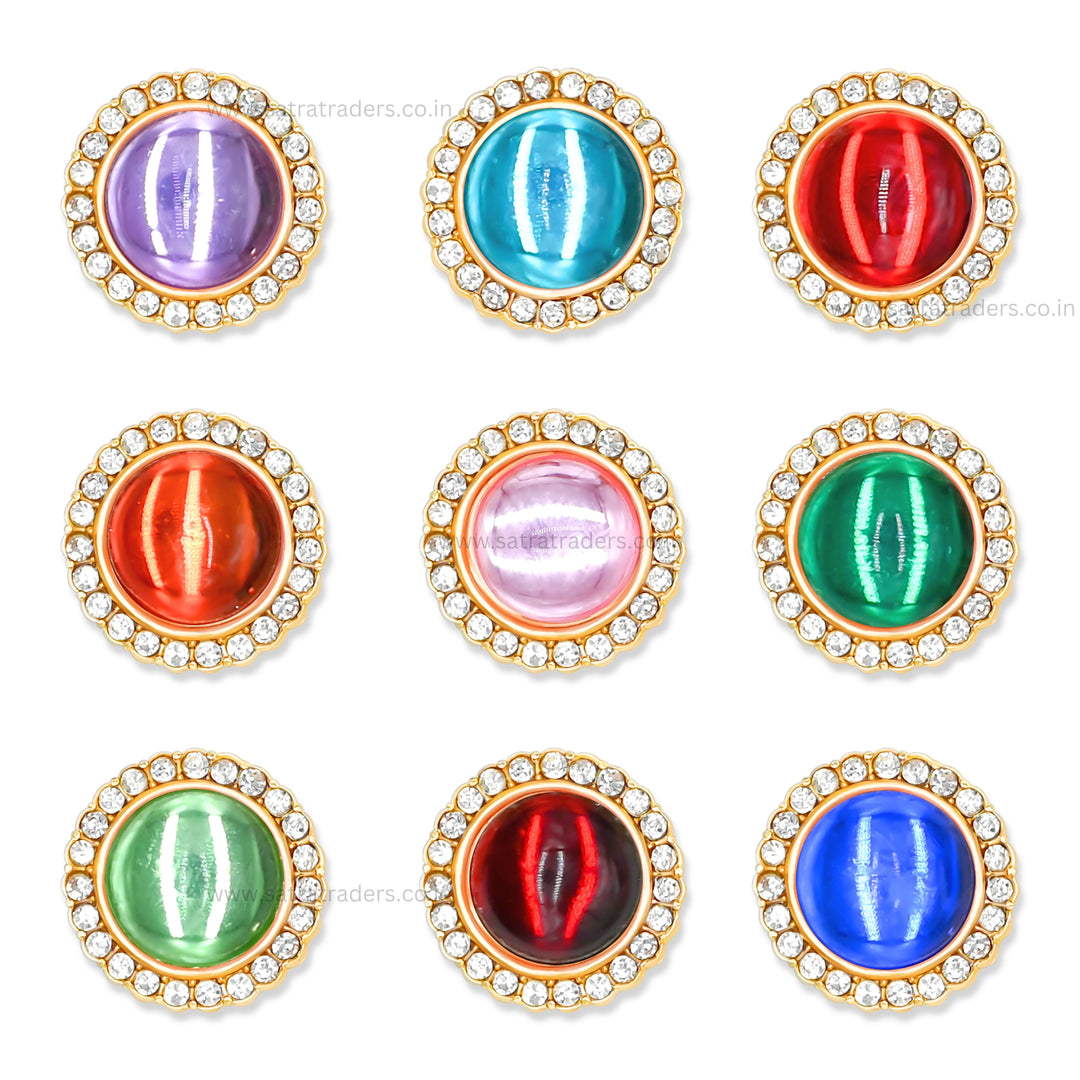 Diamond Round Meenakari Kundan Beads | Size : 19mm | 6pcs