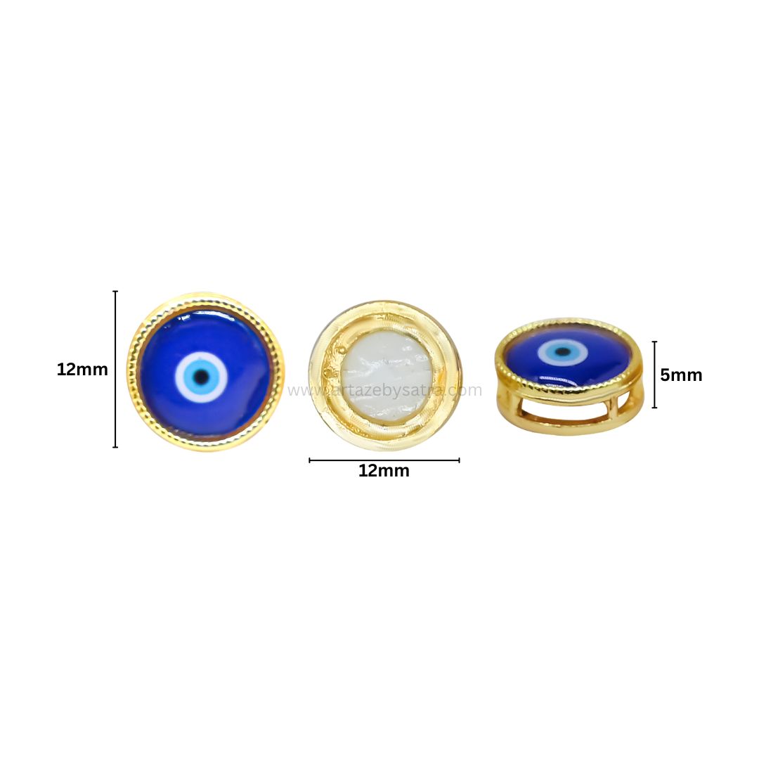 Round Evil Eye Meenakari Kundan Beads | Size : 12mm | Qty : 12pcs | MKB70