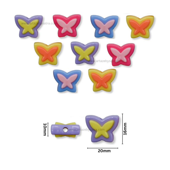 Assorted Butterfly Plastic Beads | Size: 15mm