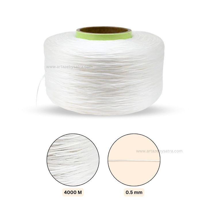 White Jewelry Elastic Thread  | Size : 0.5mm | Qty : 4000mtr Roll