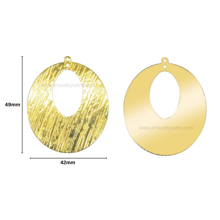 2 Loop Oval Shiny Finish Metal Art | Size : 49mm | Qty : 10pcs