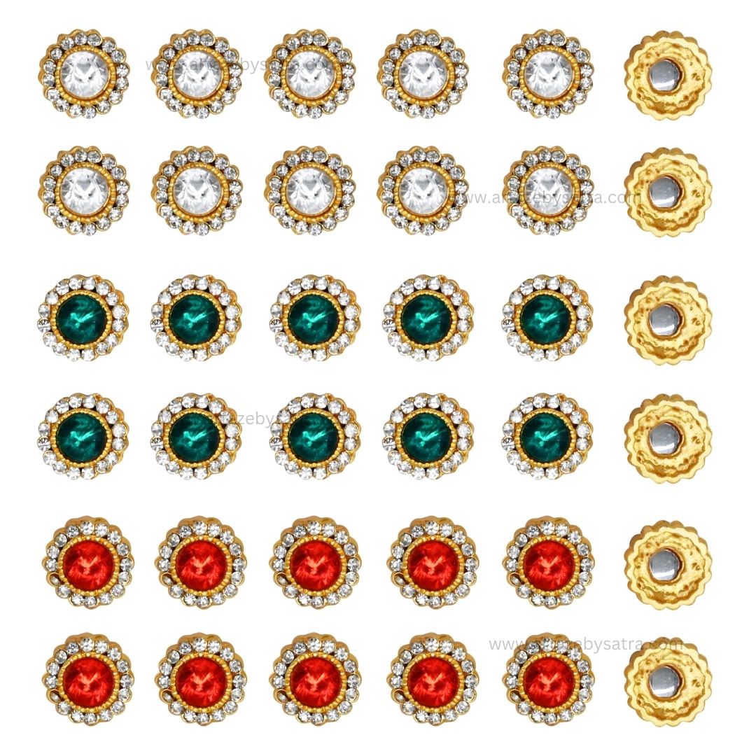 Round Meenakari Kundan Beads | Size : 15mm | Qty : 6pcs