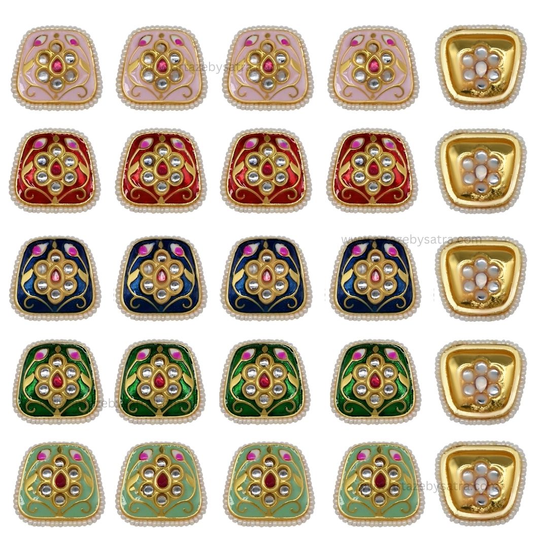 Meenakari Kundan Beads | Size : 20mm | Qty : 6pcs | MKB61