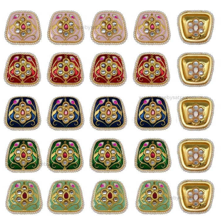 Meenakari Kundan Beads | Size : 20mm | Qty : 6pcs | MKB61