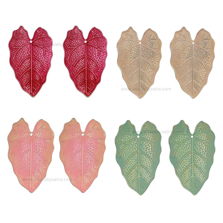 Leaf Coloured Metal Art | Size : 4,4.5inch | Qty : 4pcs