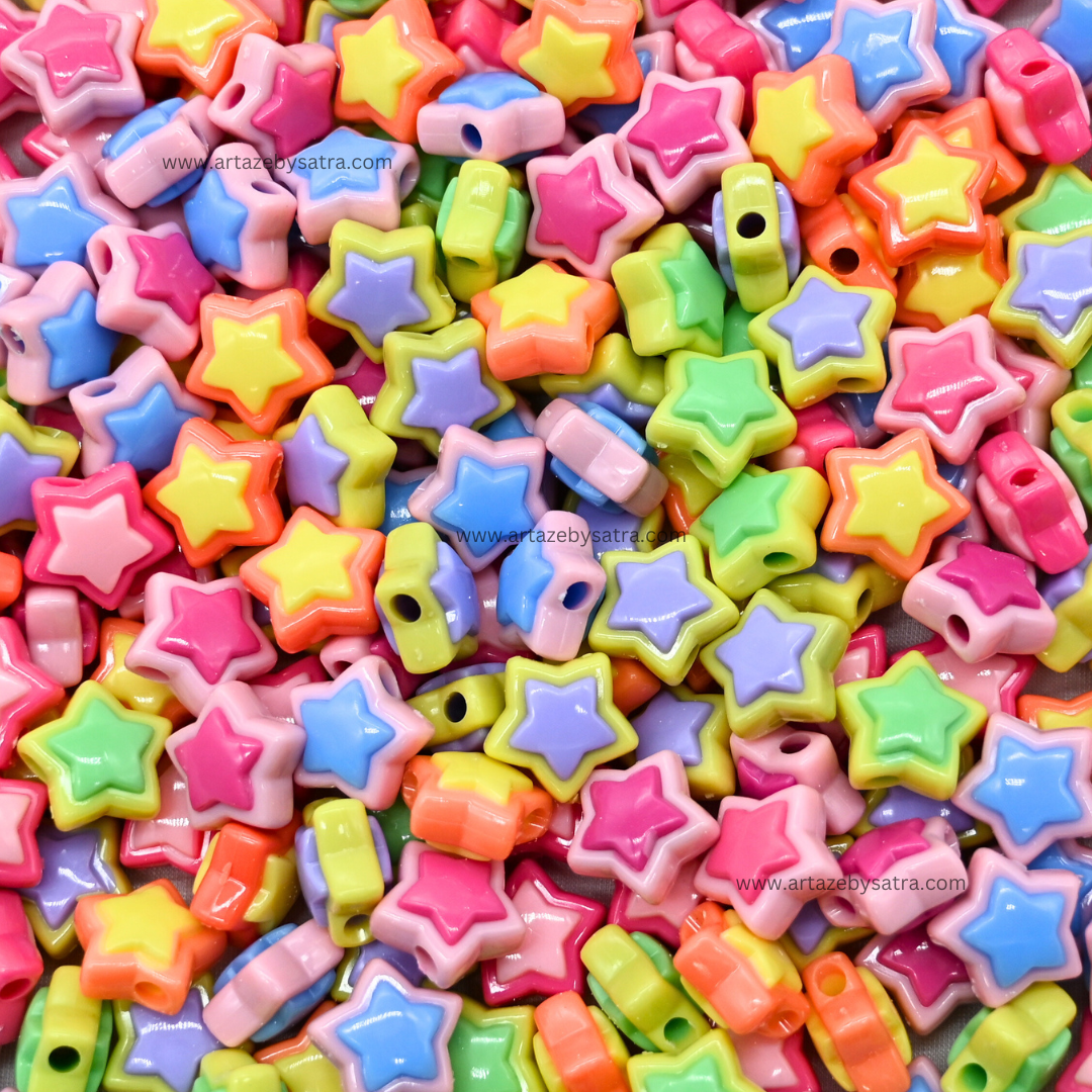 Assorted Star Plastic Beads | Size: 17mm | PB14