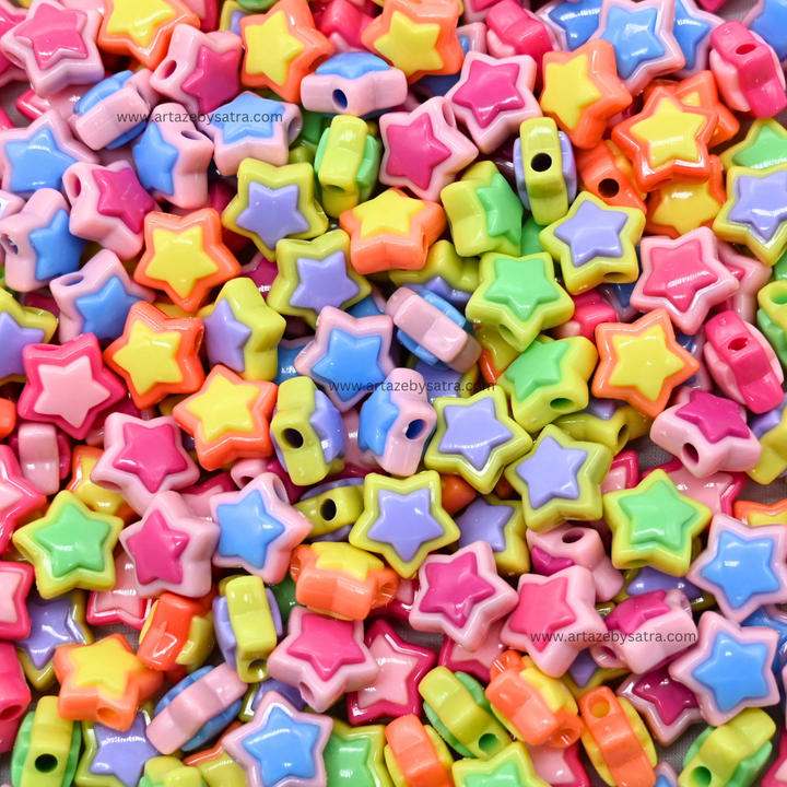 Assorted Star Plastic Beads | Size: 17mm | PB14