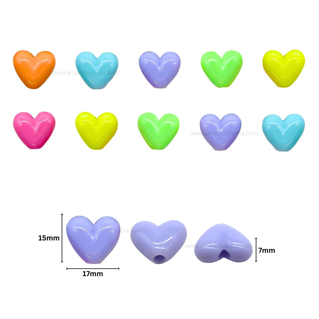 Big Heart Plastic Beads | Size : 17mm