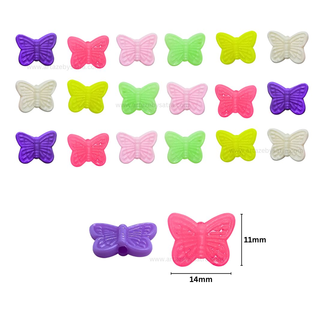 Butterfly Pastel Plastic Beads | Size : 14mm | PB118