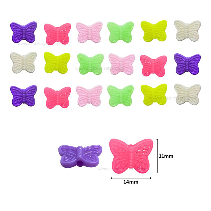 Butterfly Pastel Plastic Beads | Size : 14mm | PB118