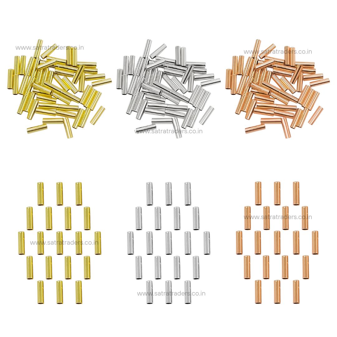 18K Brass Plain Tube Pipe Beads | Size : 7mm | 50pcs