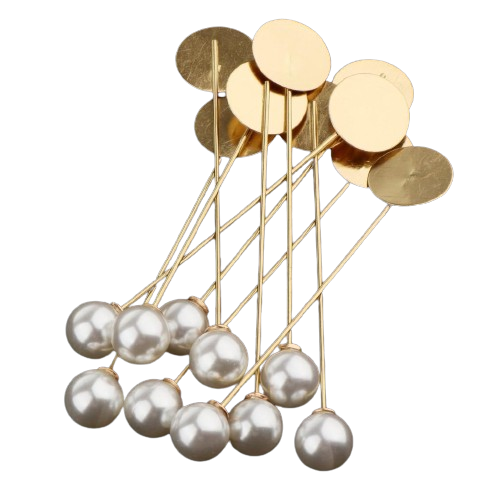 Pearl Lapel Pin | Size : 74mm Round Size : 17mm | 10Pcs