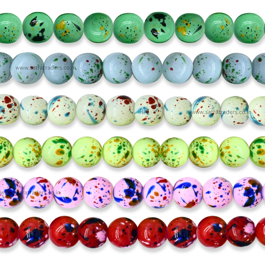 Colorful Splatter Effect Glass Beads | 6 Line