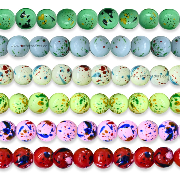 Colorful Splatter Effect Glass Beads | 6 Line