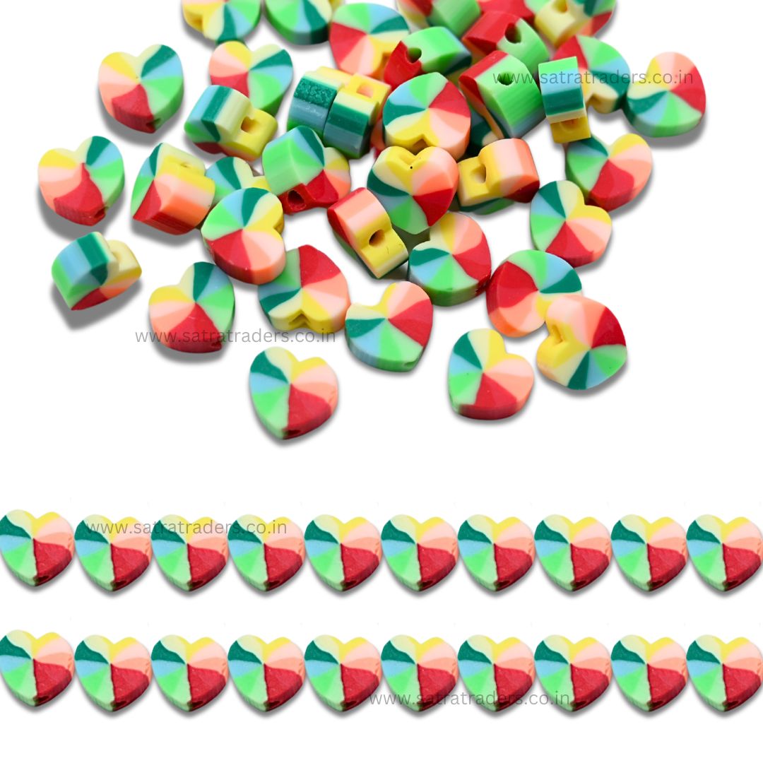 Heart Polymer Clay Fimo Beads | Size 6mm Thickness 2mm | 1String-40 PCS