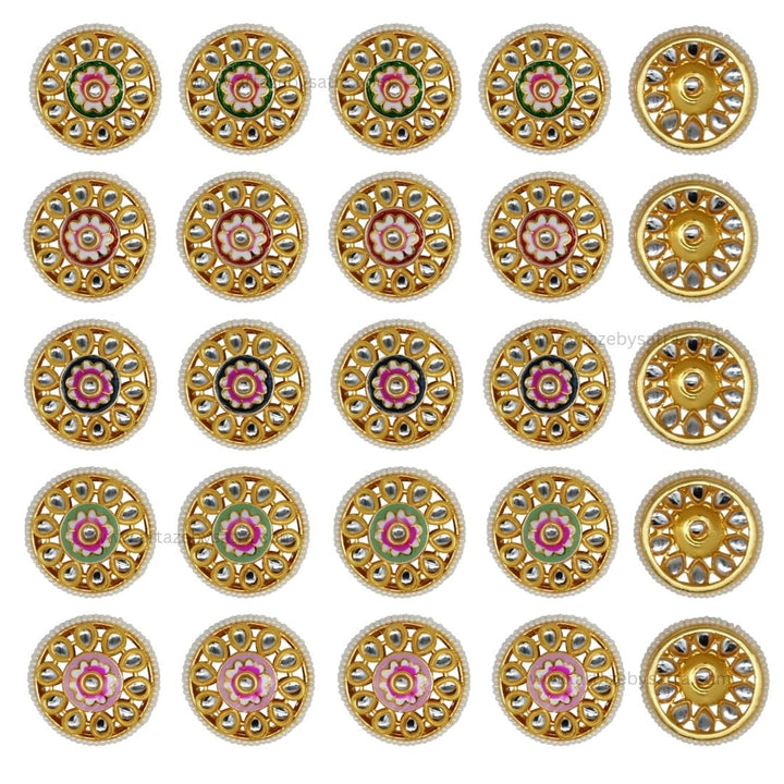 Meenakari Kundan Beads | Size : 16mm | Qty : 12pcs | C-546