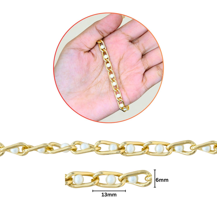 Aluminium Chain | Size : H-14mm W-6mm | 1mtr | JT-9-35-7