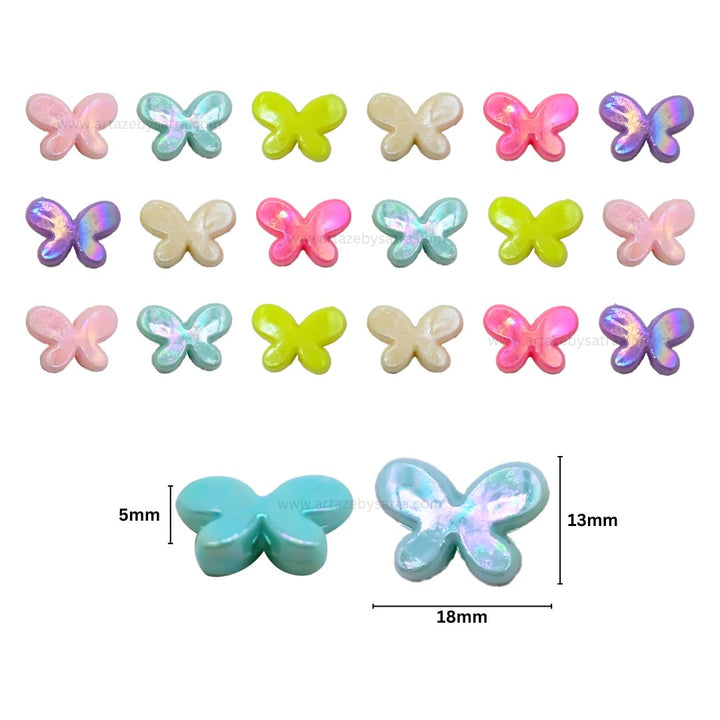 Glossy Butterfly Pastel Plastic Beads | Size : 18mm | PB08