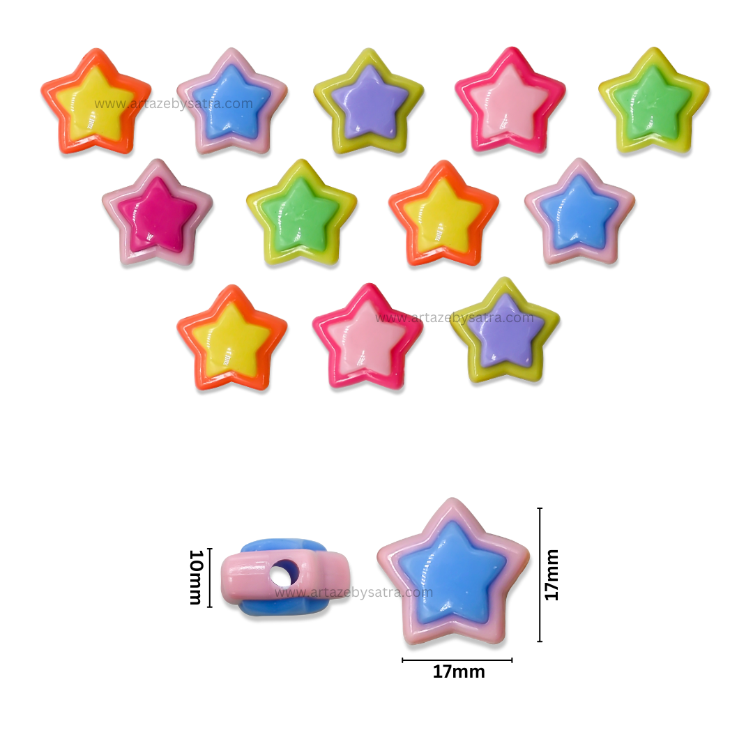 Assorted Star Plastic Beads | Size: 17mm | PB14