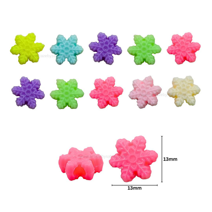 Assorted Snowflakes Pastel Plastic Beads | Size: 13mm